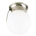 Westinghouse One-Light Indoor Flush-Mount Ceiling Fixture Brshd Nkl Wht Gls Glb 6720800